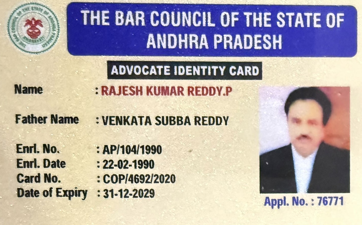 Rajesh Kumar Reddy advocate ID